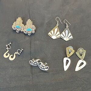 Lot of 5 Pairs Sterling Earrings 49.1g total
